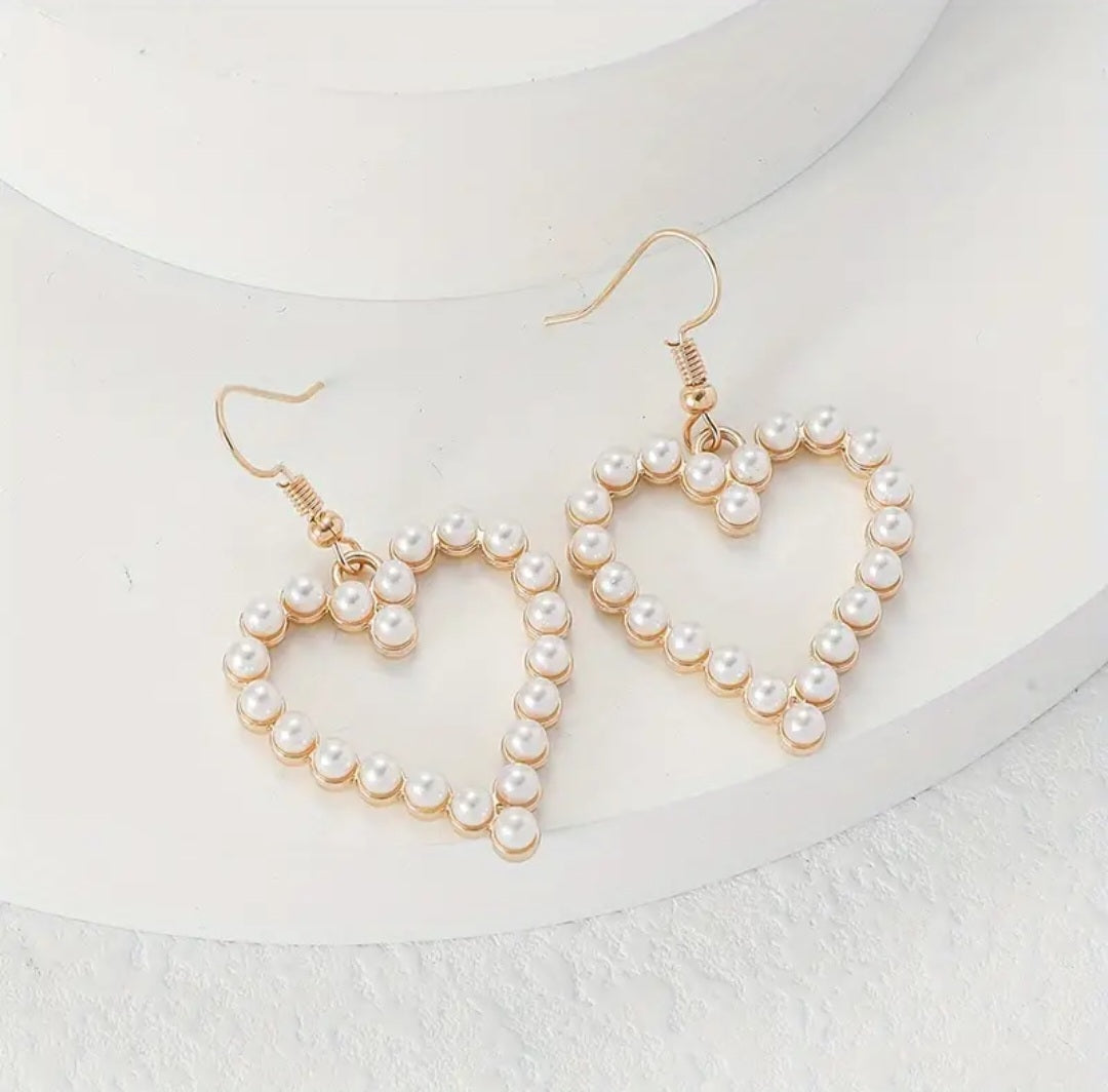 Pearl Heart Earrings