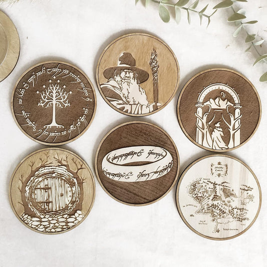 Tolkien Wood Coaster Set