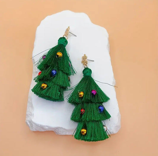 Christmas Tree Tassel Earrings