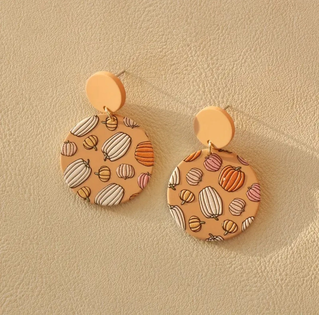 3D Pumpkin Clay Earrings