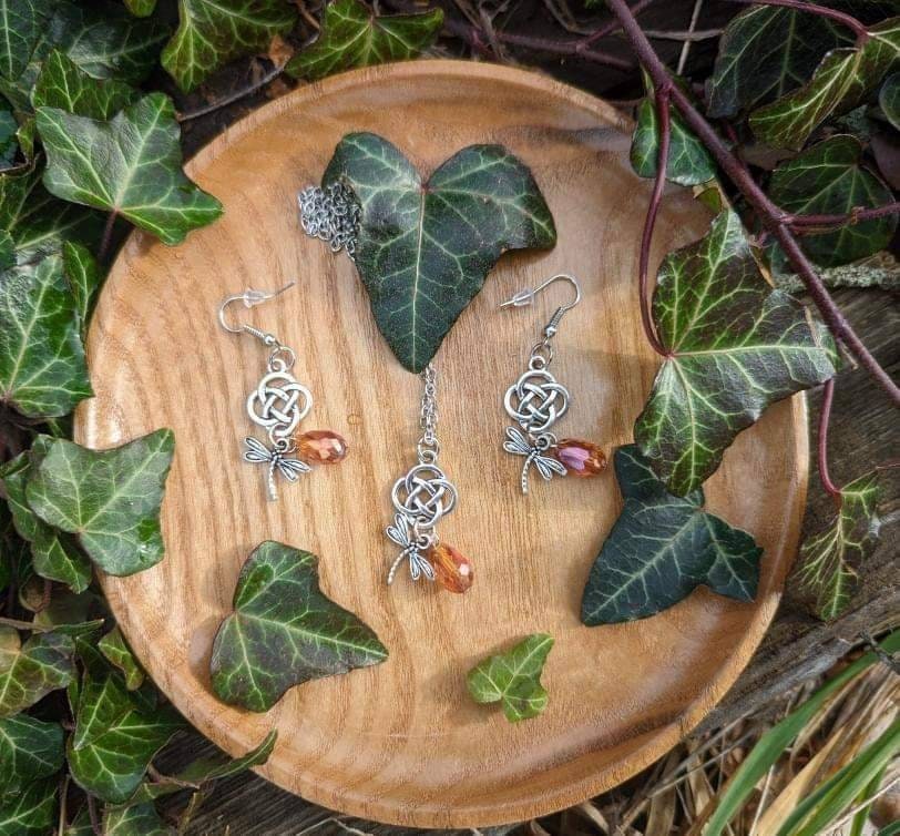 Celtic Dragonfly Amber Earrings